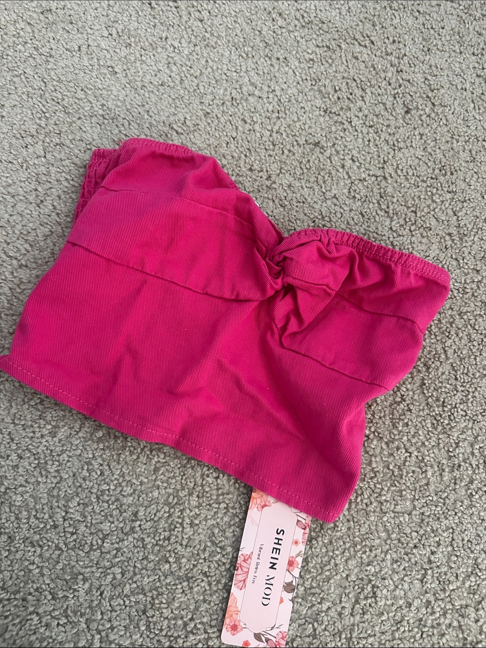 SHEIN Hot Pink Twist Strapless Bandeau